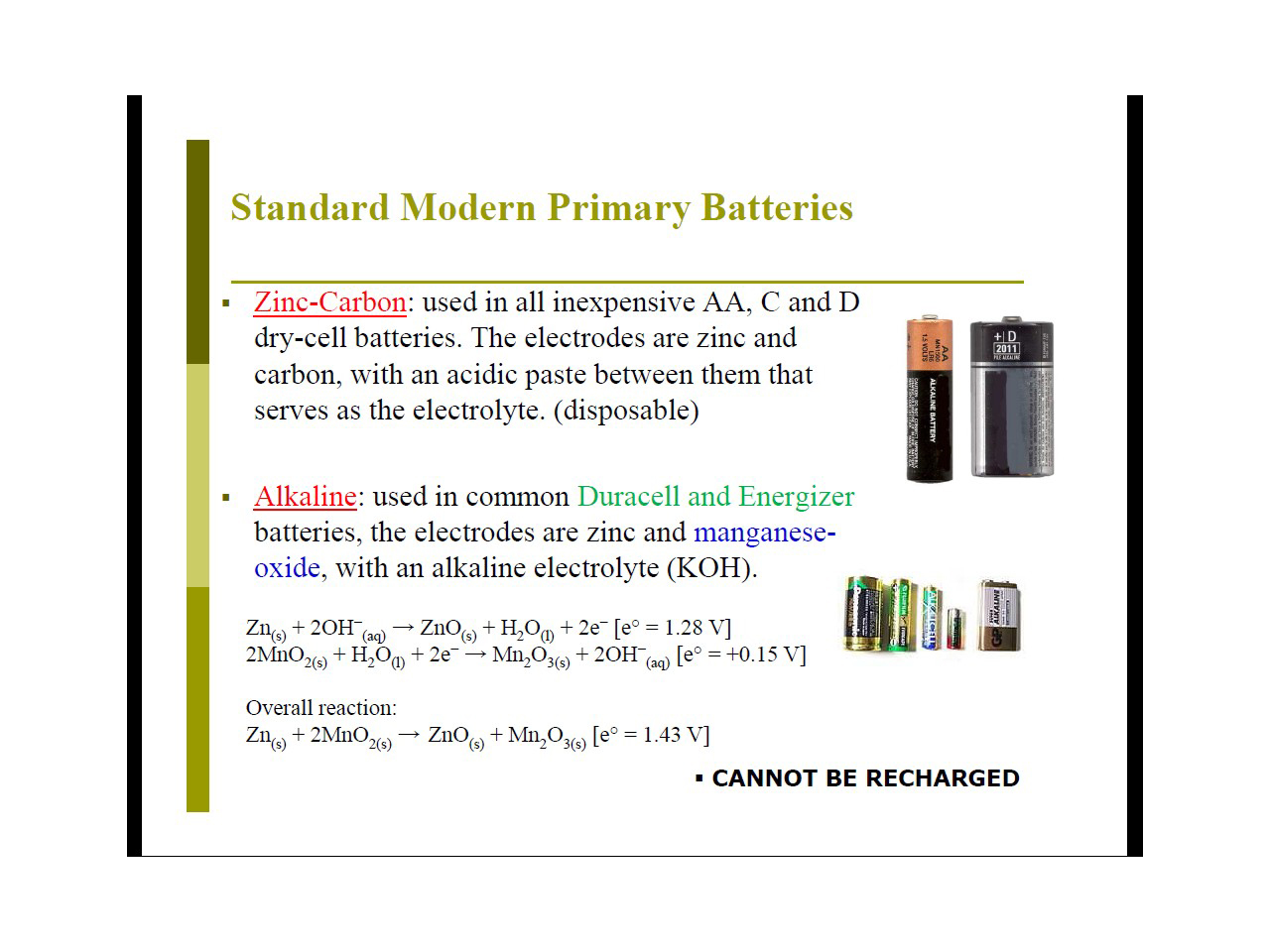 Standard Modern Primary Batteries