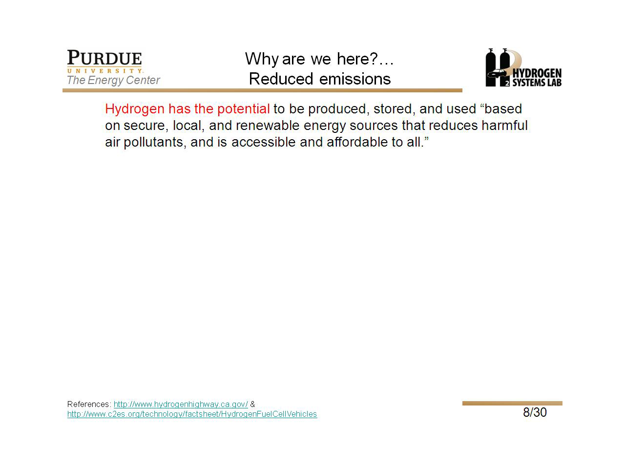 Why are we here?… Reduced emissions