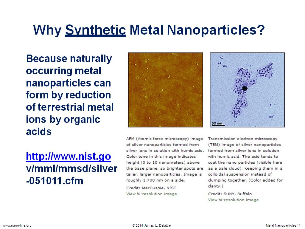 Why Synthetic Metal Nanoparticles?