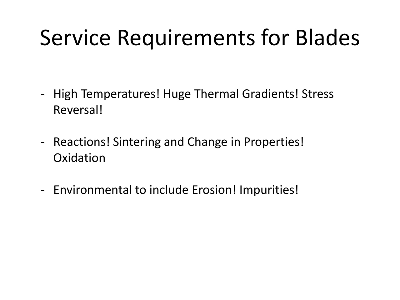 Service Requirements for Blades