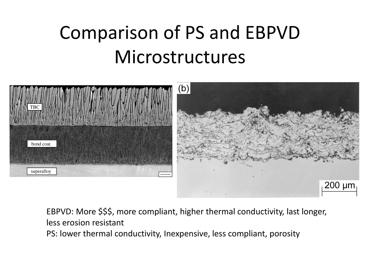 Comparison of PS and EBPVD Microstructures