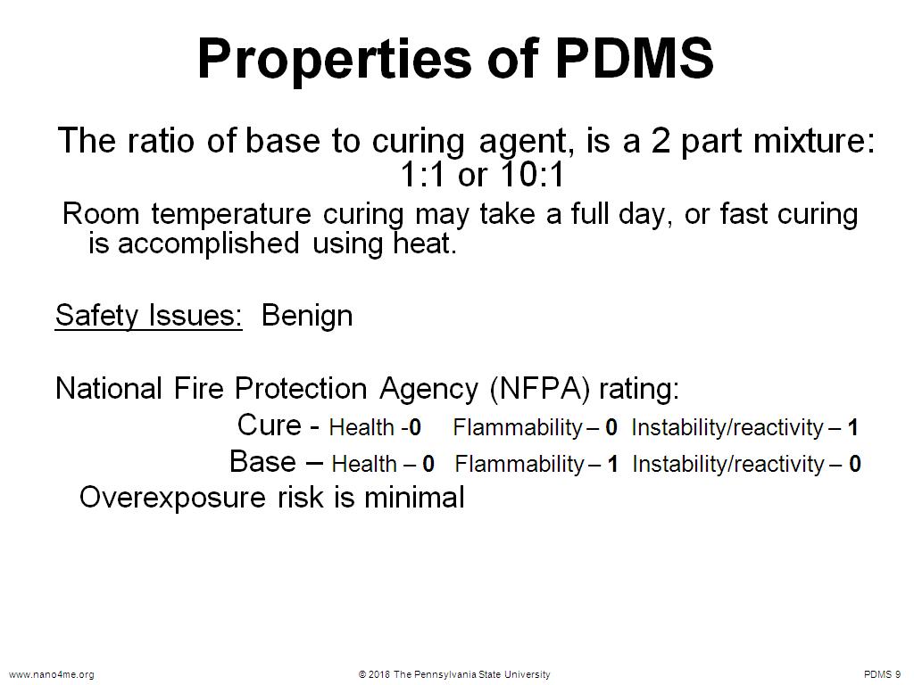 Properties of PDMS