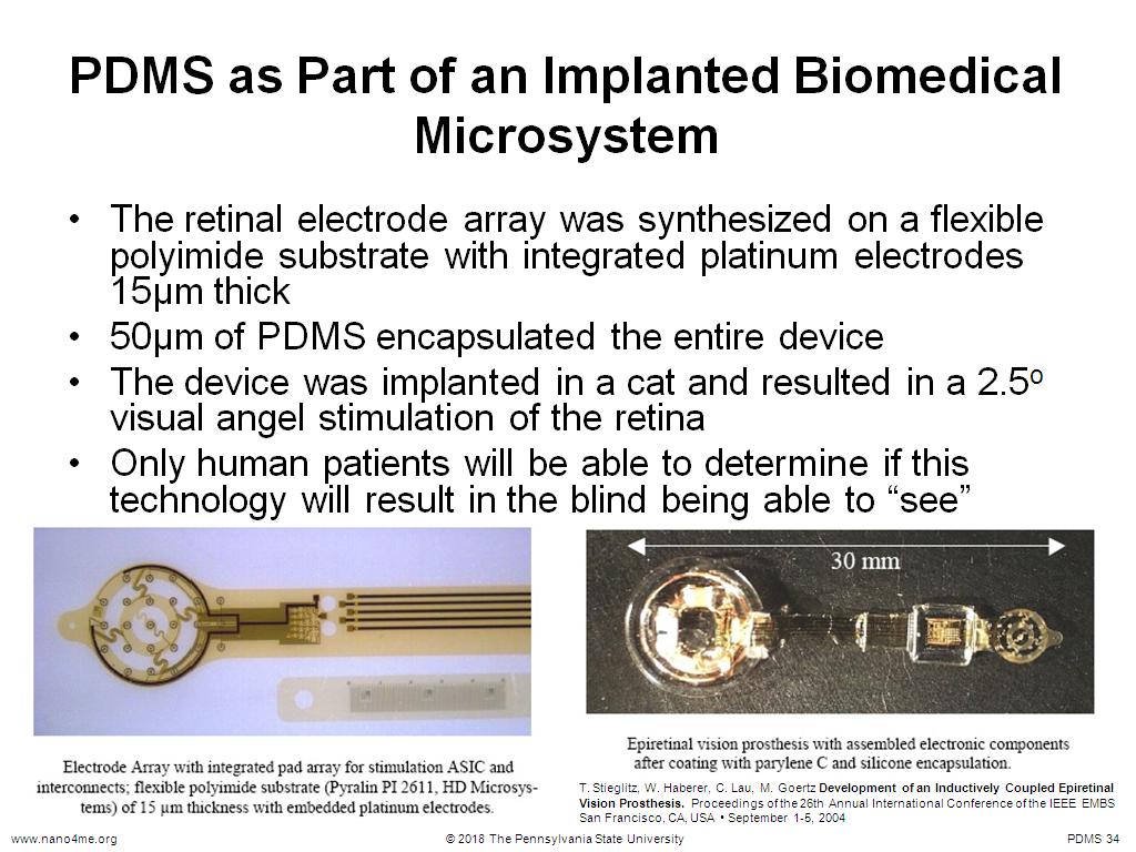 PDMS as Part of an Implanted Biomedical Microsystem