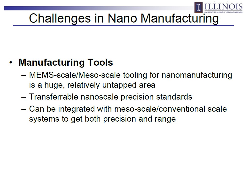Challenges in Nano Manufacturing