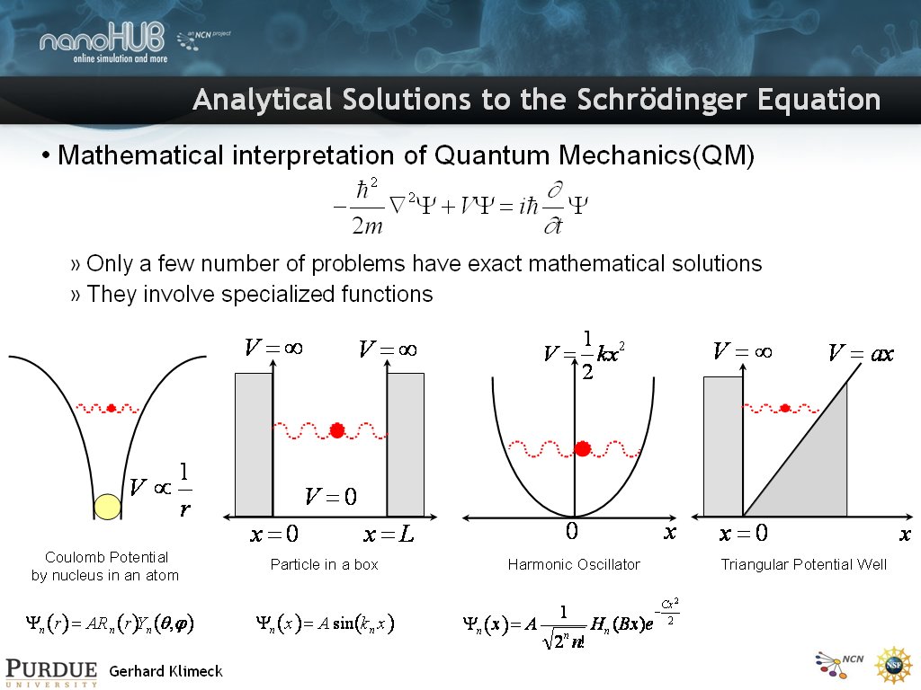 Analytical Solutions to the Schrödinger Equation