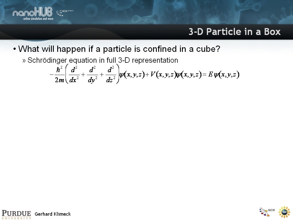 3-D Particle in a Box