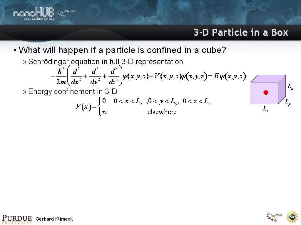 3-D Particle in a Box