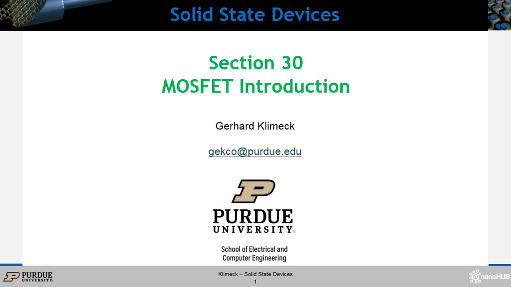 S30.1 MOSFET Introduction