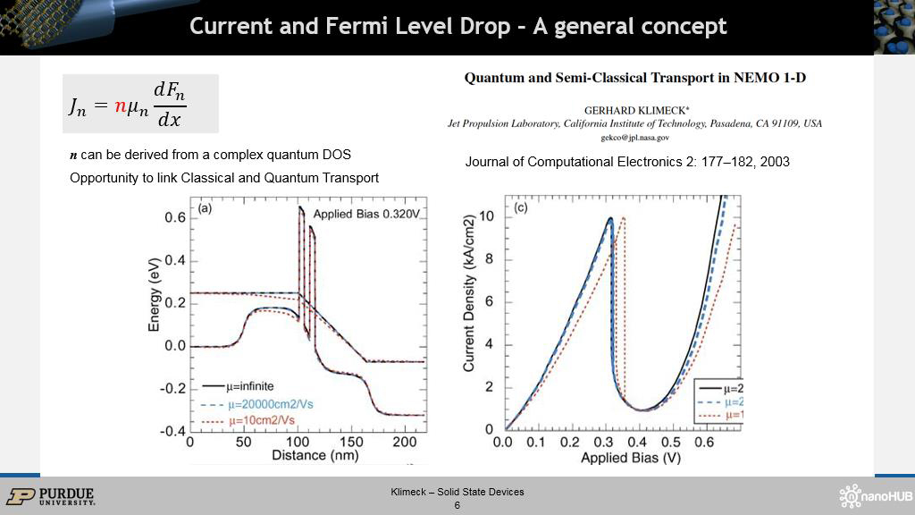 Current and Fermi Level Drop – A general concept