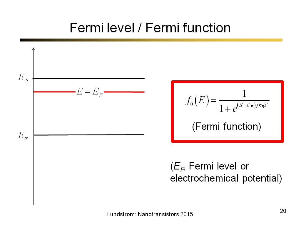 Fermi level / Fermi function