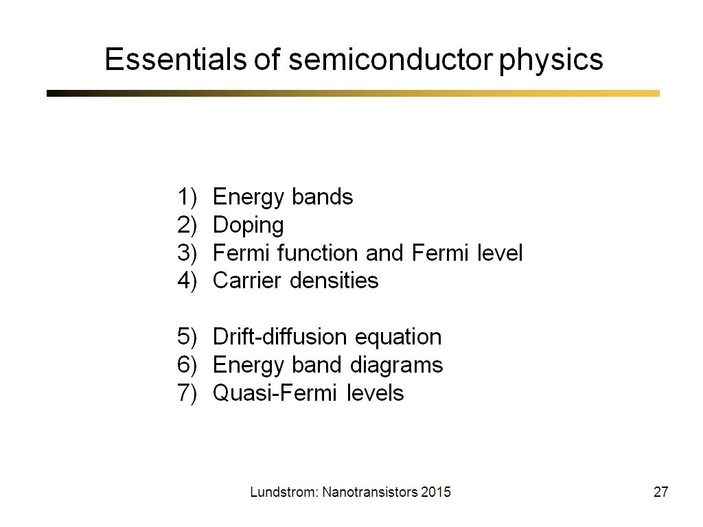 Essentials of semiconductor physics