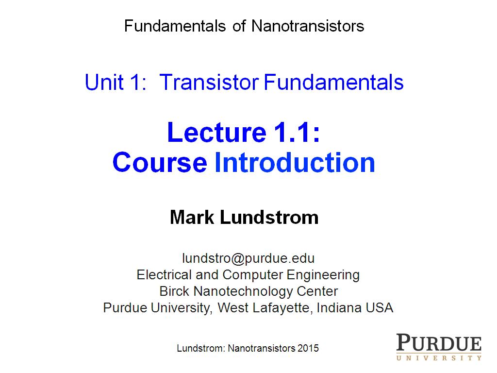 Lecture 1.1: Course Introduction