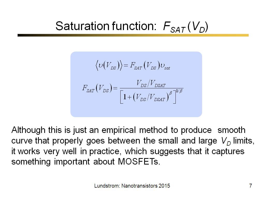 Saturation function: FSAT (VD)