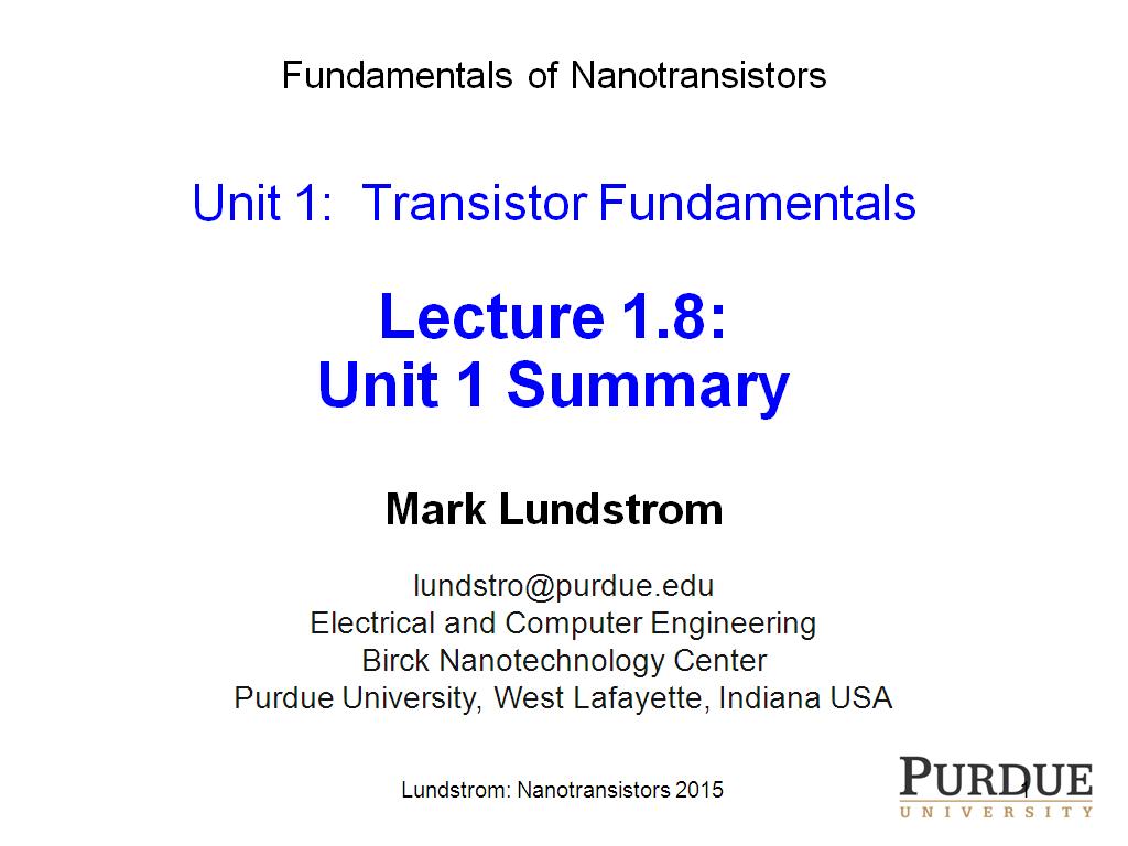 Lecture 1.8: Unit 1 Summary