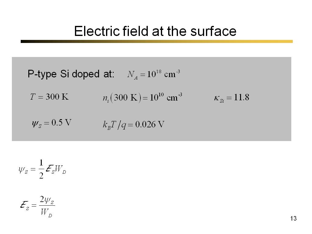 Electric field at the surface