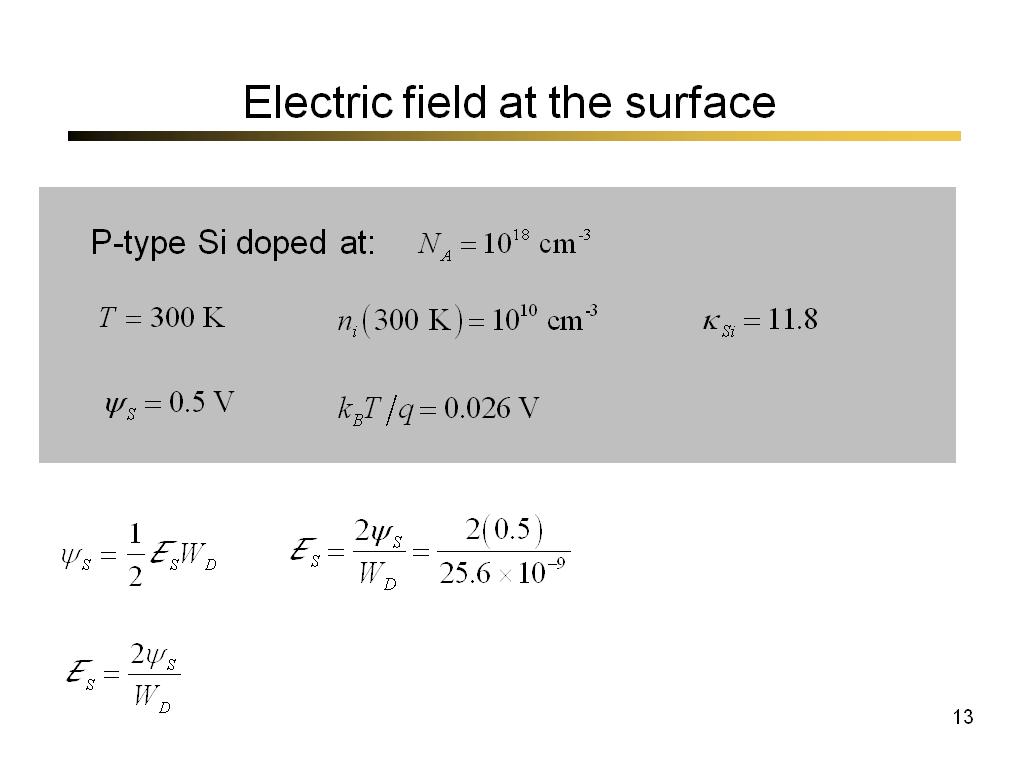 Electric field at the surface