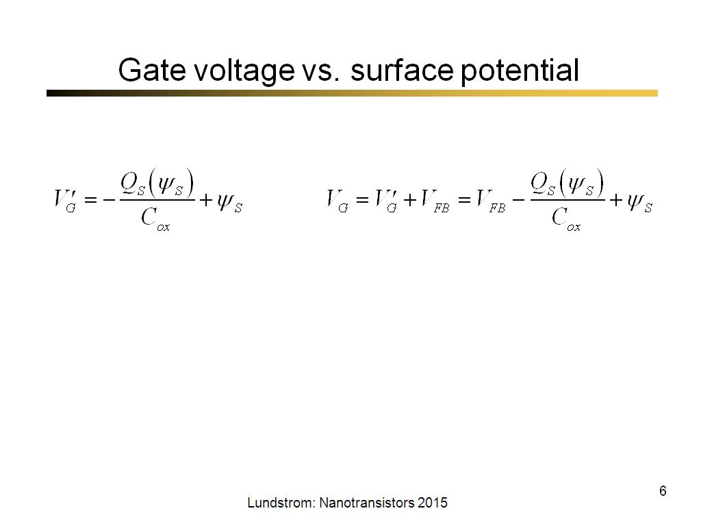 Gate voltage vs. surface potential