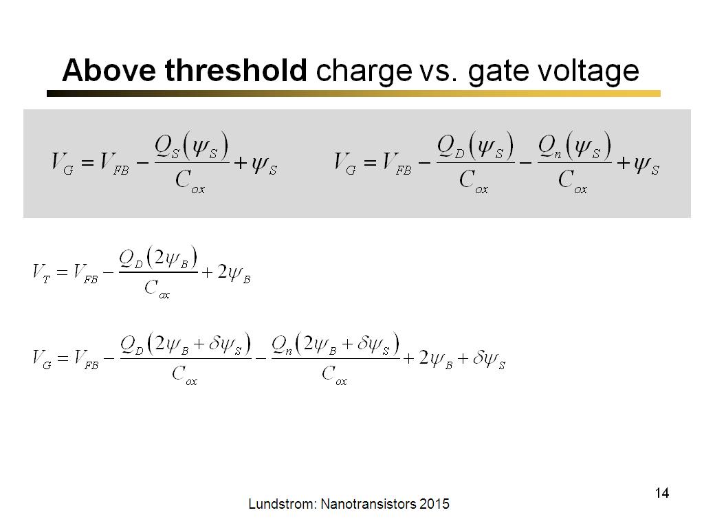 Above threshold charge vs. gate voltage