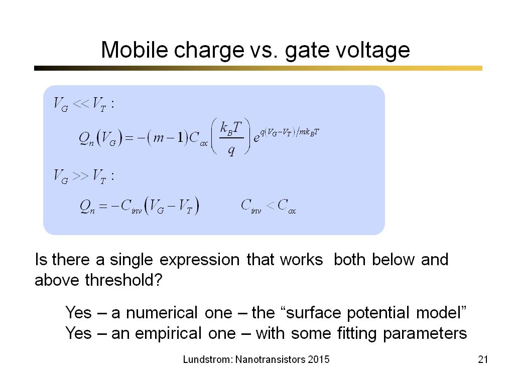 Mobile charge vs. gate voltage