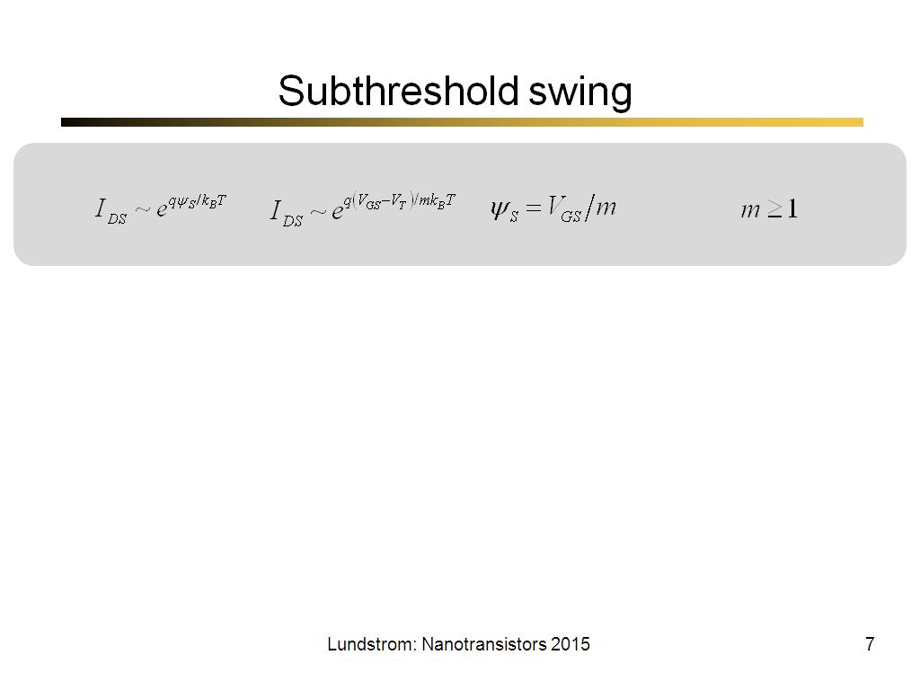 Subthreshold swing