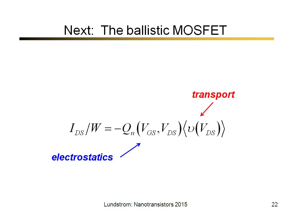 Next: The ballistic MOSFET