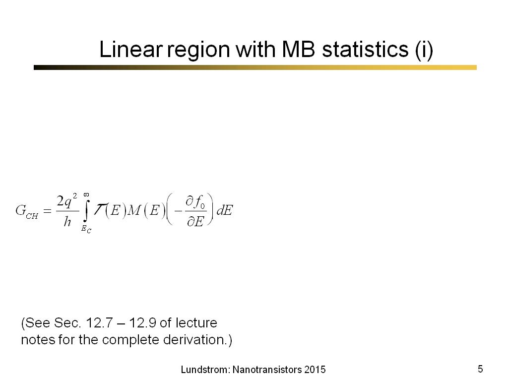 Linear region with MB statistics (i)
