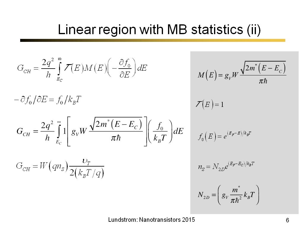 Linear region with MB statistics (ii)