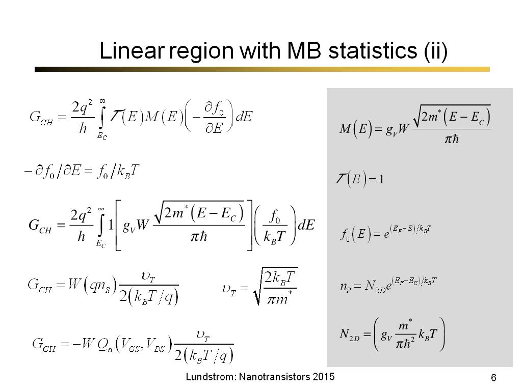 Linear region with MB statistics (ii)