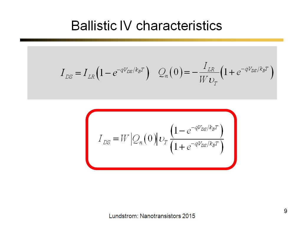 Ballistic IV characteristics