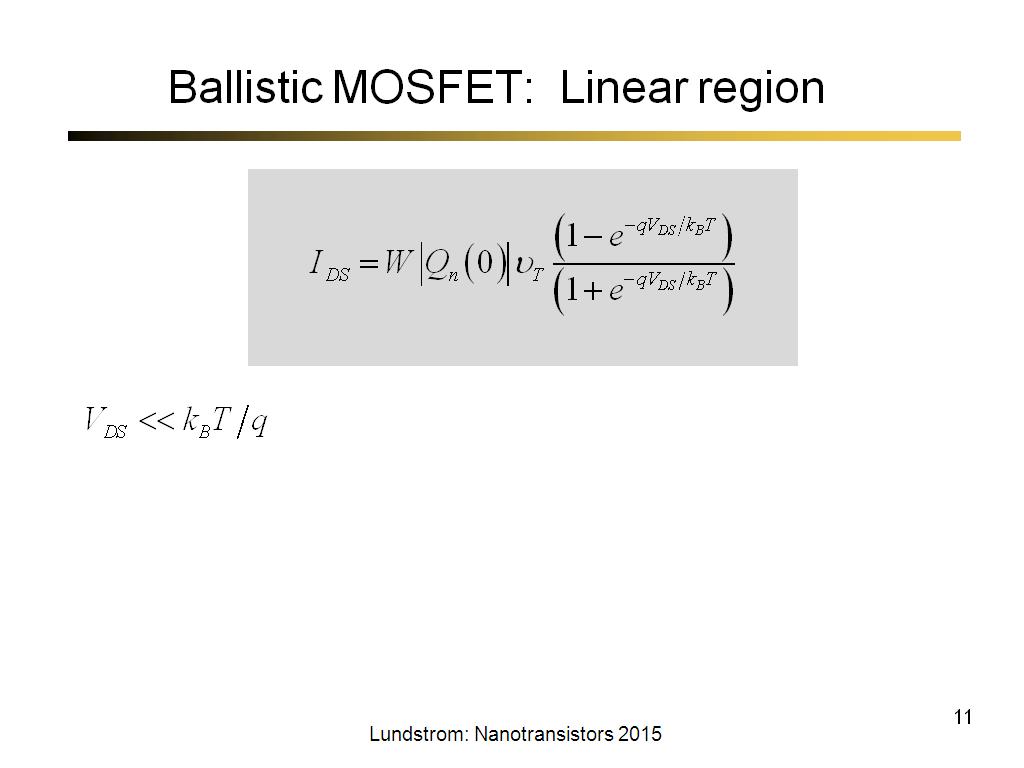 Ballistic MOSFET: Linear region