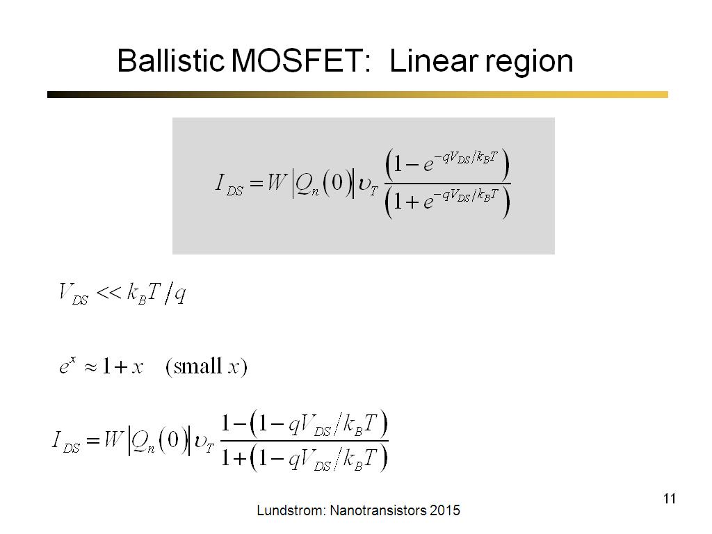 Ballistic MOSFET: Linear region