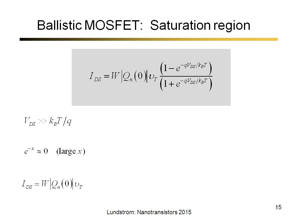 Ballistic MOSFET: Saturation region