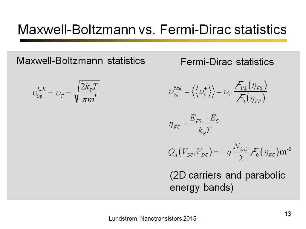 Maxwell-Boltzmann vs. Fermi-Dirac statistics