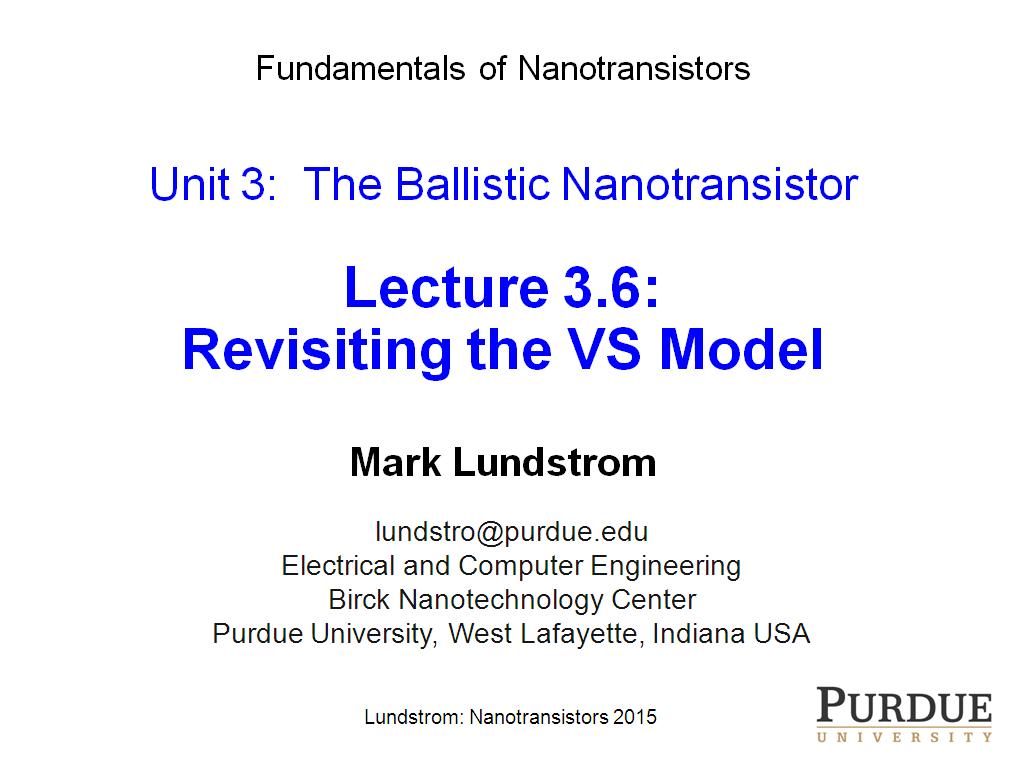 Lecture 3.6: Revisiting the VS Model