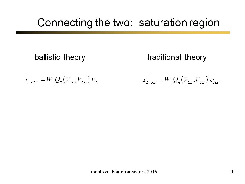 Connecting the two: saturation region