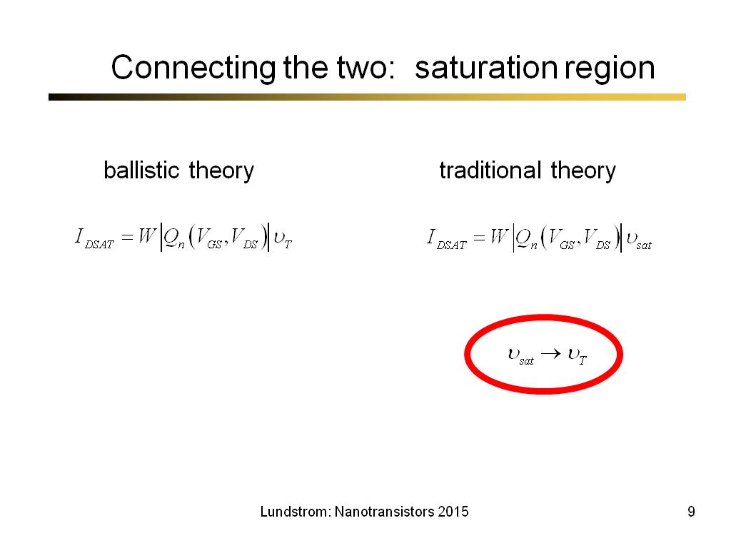 Connecting the two: saturation region