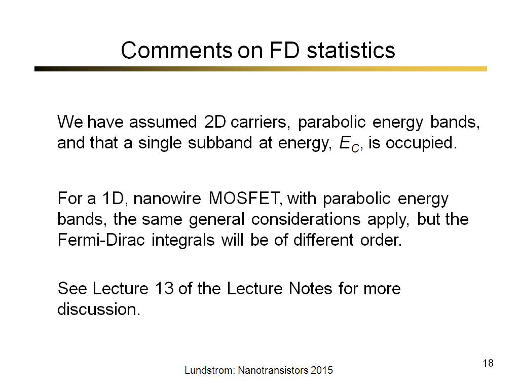 Comments on FD statistics