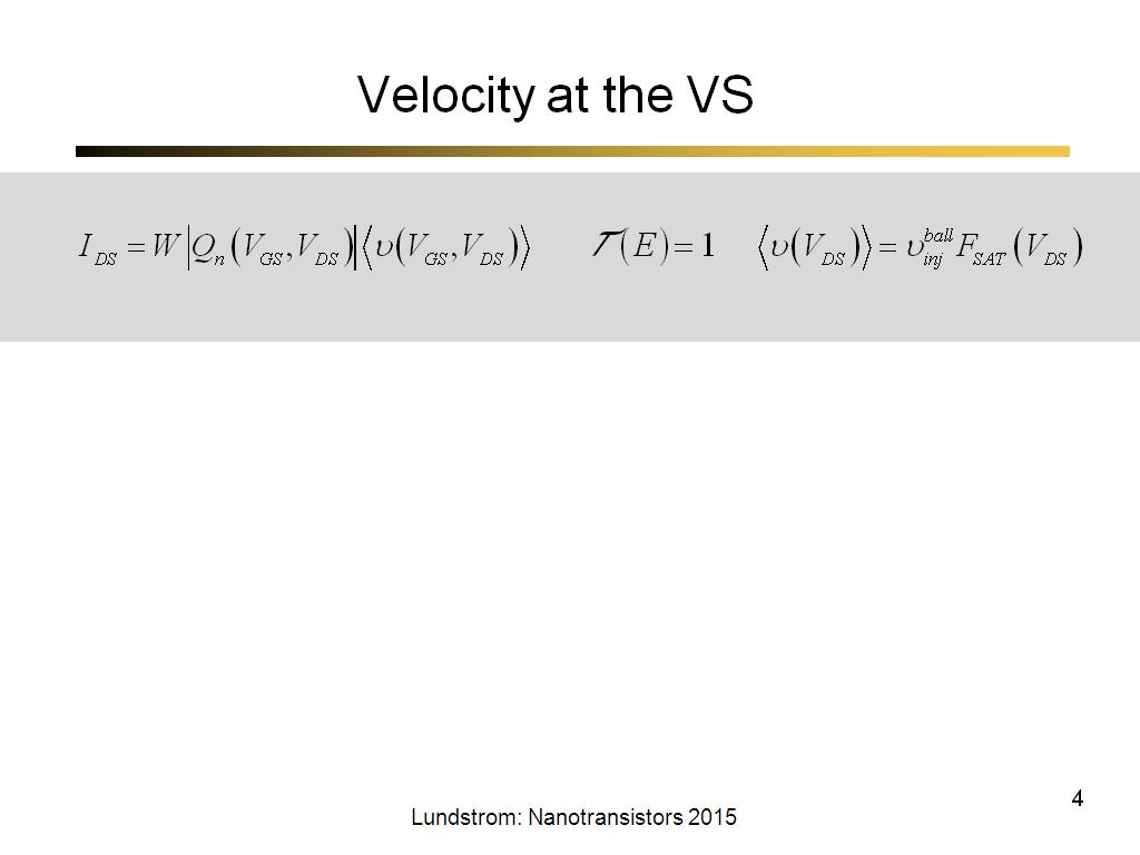 Velocity at the VS