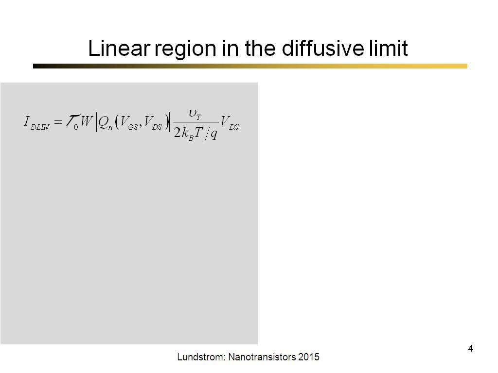 Linear region in the diffusive limit