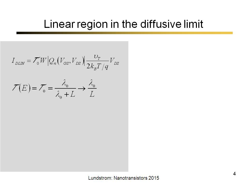 Linear region in the diffusive limit