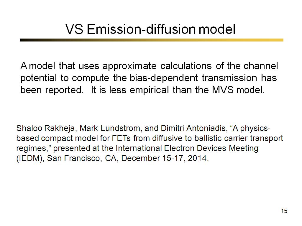 VS Emission-diffusion model