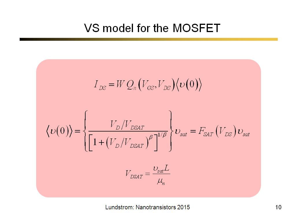 VS model for the MOSFET