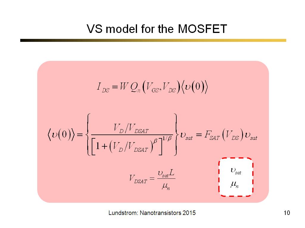 VS model for the MOSFET