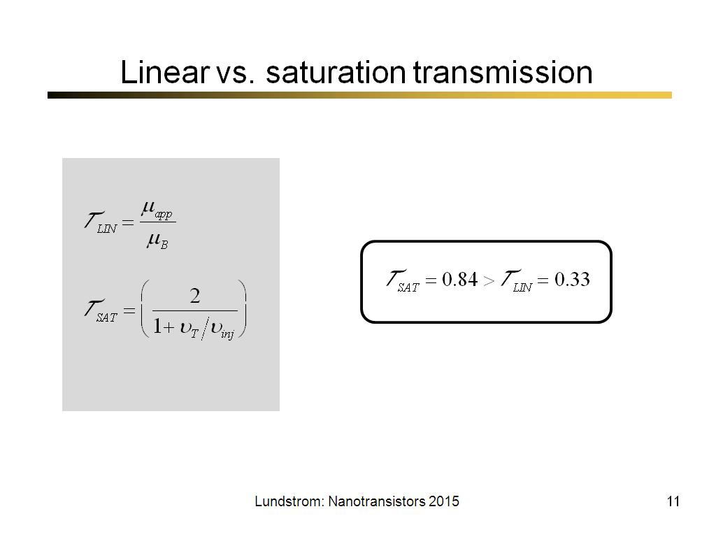 Linear vs. saturation transmission