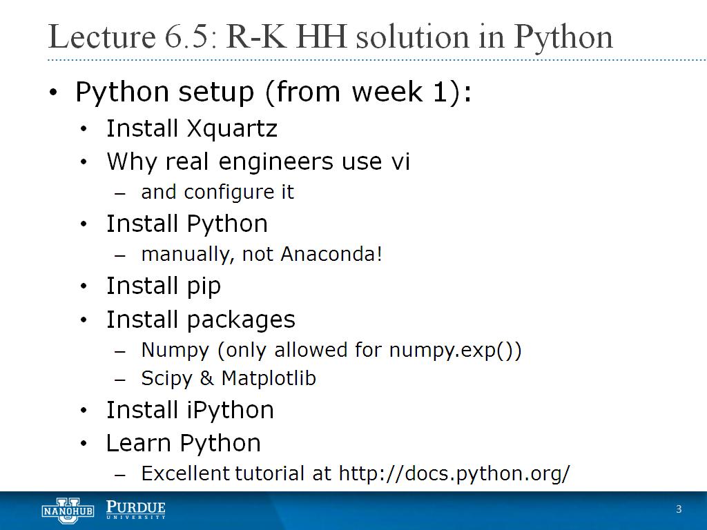 Python setup (from week 1)
