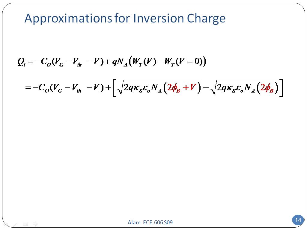 Approximations for Inversion Charge