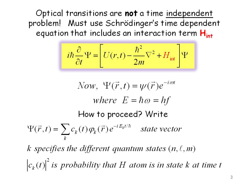 Optical transitions are not a time independent problem!