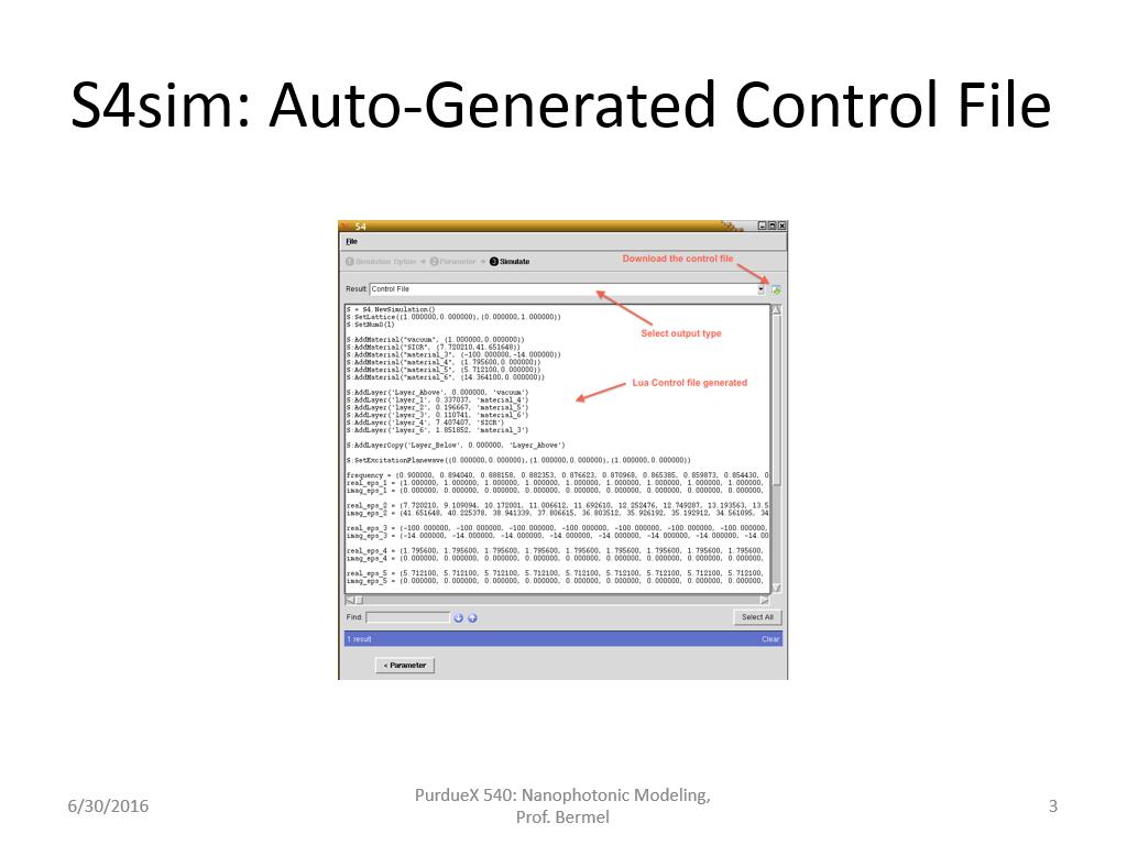 S4sim: Auto-Generated Control File