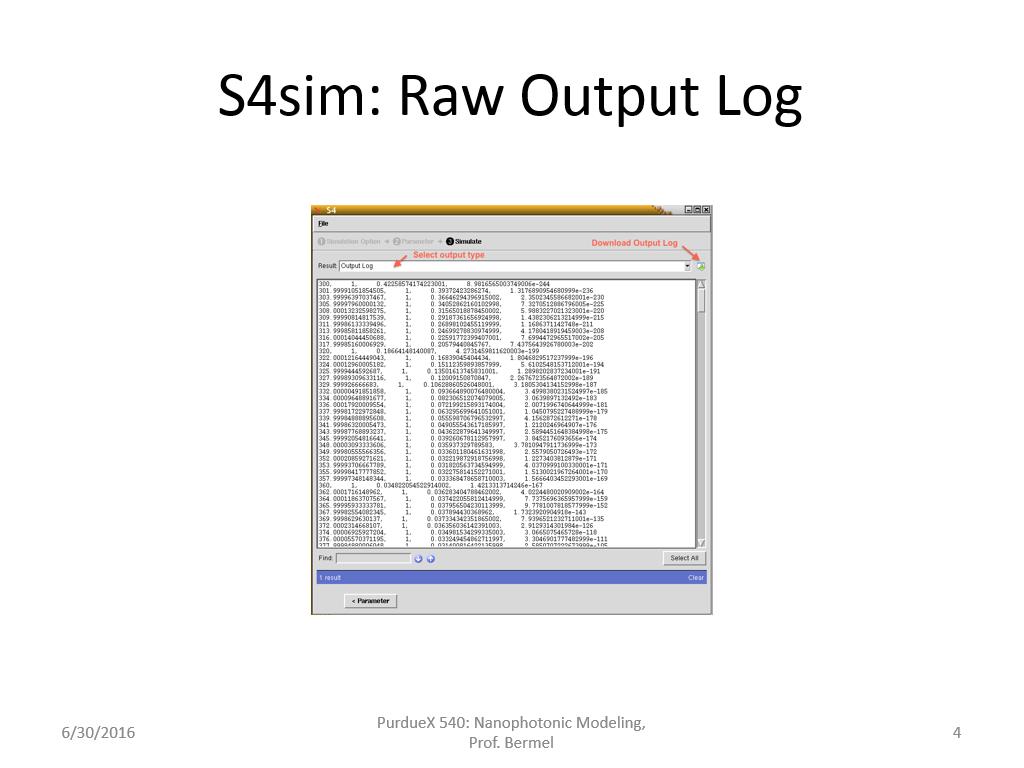 S4sim: Raw Output Log