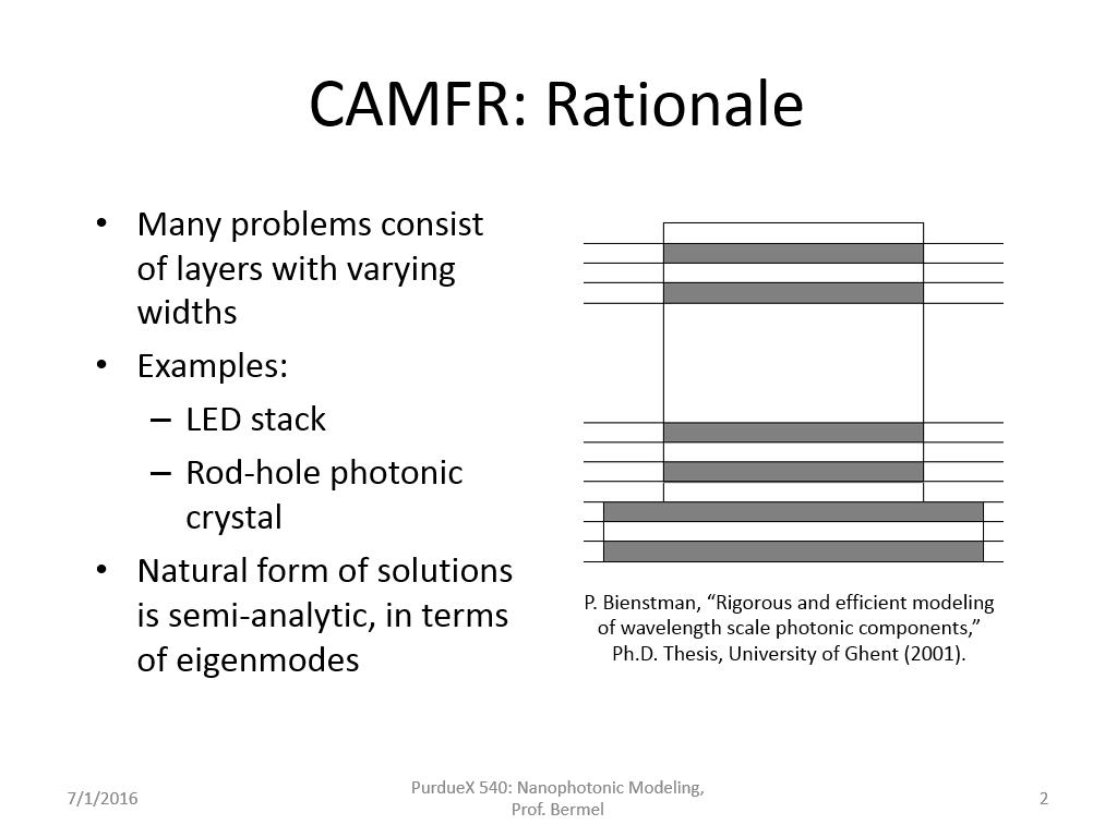 CAMFR: Rationale
